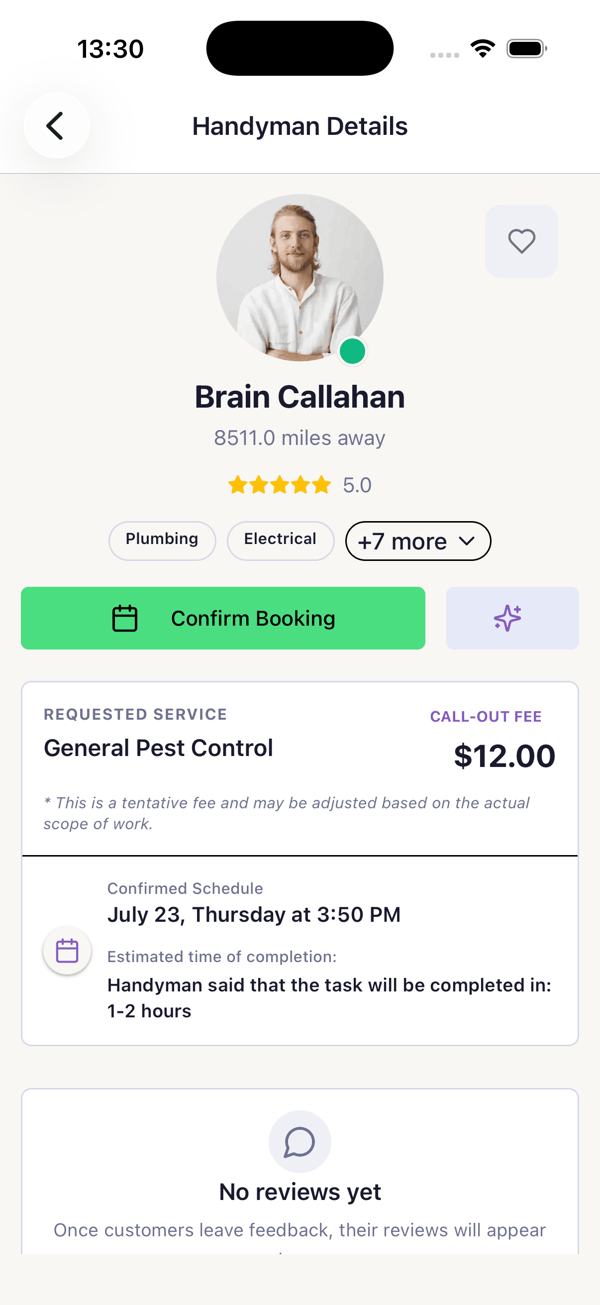 Booking confirmation